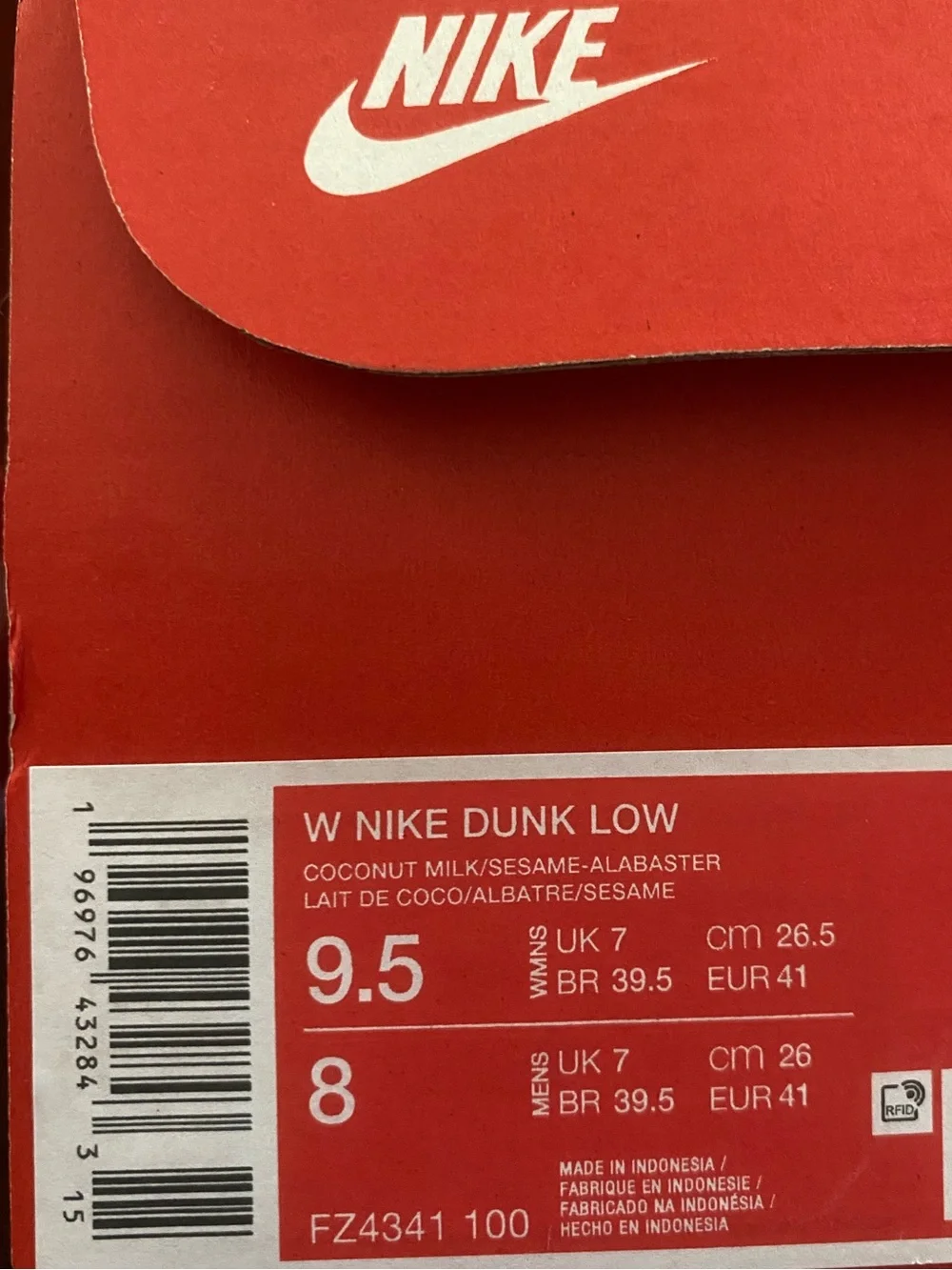 Nike Cream Low Dunk Leather And Suede Sneakers Women’s Size 9.5 Men’s Size 8